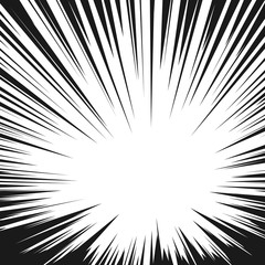 Comic book radial speed lines. Manga speed frame. Cartoon explosion background Superhero action. Vector illustration