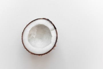 half coconut on a white background isolated