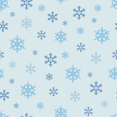 Seamless pattern with snowflake. Winter season background with snowfall. Christmas and New Year holiday print