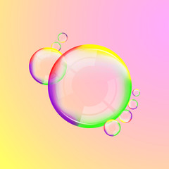 Realistic soap bubbles with rainbow reflection set. Vector illustration - soap bubbles background. Eps10 vector file, contains transparent objects and opacity mask