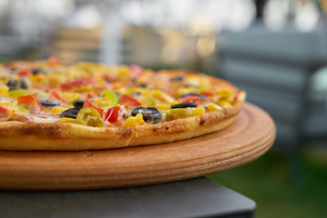 Delicious fresh vegetarian Italian pizza