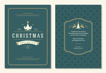 Christmas greeting card design template with decoration label vector illustration.