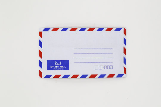 Airmail envelope on white background.