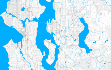 Rich detailed vector map of Bellevue, Washington, USA