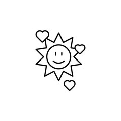 Sun smile hearts icon. Element of peace day thin line icon