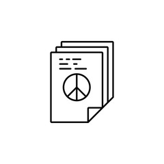 Peace documents files icon. Element of peace day thin line icon