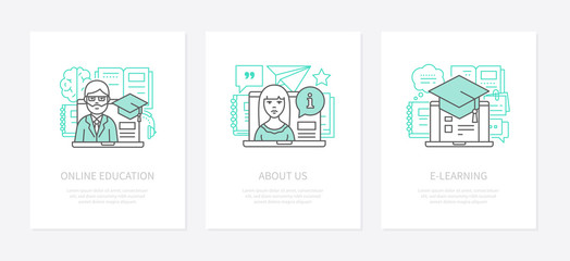 Online education - line design style icons set