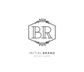 B R BR Beauty vector initial logo, handwriting logo of initial signature, wedding, fashion, jewerly, boutique, floral and botanical with creative template for any company or business.