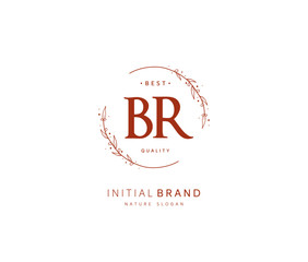 B R BR Beauty vector initial logo, handwriting logo of initial signature, wedding, fashion, jewerly, boutique, floral and botanical with creative template for any company or business.
