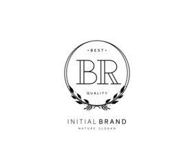 B R BR Beauty vector initial logo, handwriting logo of initial signature, wedding, fashion, jewerly, boutique, floral and botanical with creative template for any company or business.