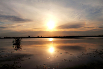 Fototapeta premium sunset on the lake