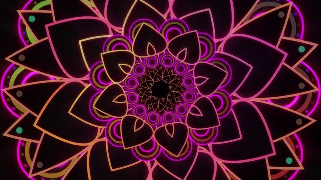 Orange And Pink Colored Mandalas Rotating Seamlessly Looping Visual