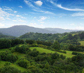 The hills in the fog.