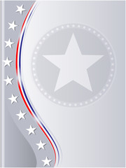 Abstract gray background card frame with American flag symbols.