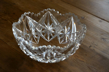 glass bowl with wooden background