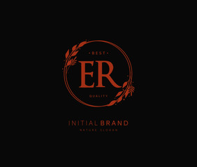 E R ER Beauty vector initial logo, handwriting logo of initial signature, wedding, fashion, jewerly, boutique, floral and botanical with creative template for any company or business.