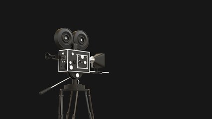 Obraz premium movie camera With a background in black 3D illustration 3D illustration