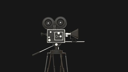 Obraz premium movie camera With a background in black 3D illustration 3D illustration