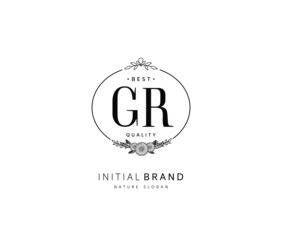 G R GR Beauty vector initial logo, handwriting logo of initial signature, wedding, fashion, jewerly, boutique, floral and botanical with creative template for any company or business.