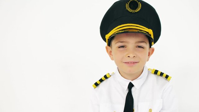 Portrait of a boy wearing pilot's uniform