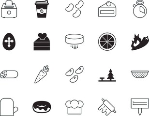 food vector icon set such as: water, work, mocha, eco, sifting, potholder, travel, life, flames, stop, rolling, espresso, frankfurter, gray, sausages, app, cylinder, drainer, tableware, flame, retro