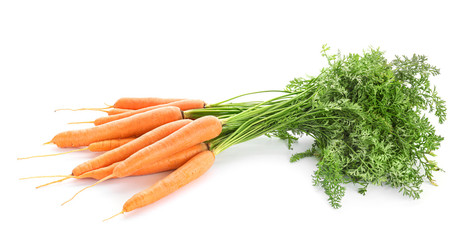 Fresh carrots on white background