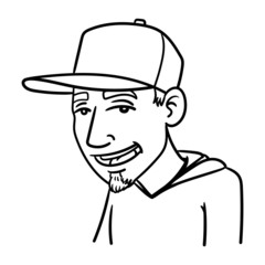 guys with hip hop cap. avatar, oldschool, laugh, cool, upper body, outline, comic.