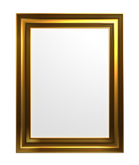 Metallic bronze picture frame isolated on white background. 3d illustration.