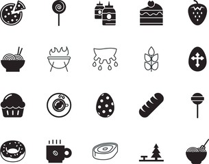food vector icon set such as: take, protein, travel, pictogram, sirloin, squeeze, charcoal, vitamin, life, paper, steam, ham, italy, product, sport, juicy, piece, tenderloin, milk, animal, park