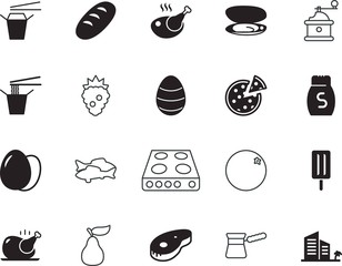 food vector icon set such as: cartoon, espresso, home, half, cooker, gray, service, one, cheese, cone, model, business, house, cream, mollusk, east, pot, orange, turkish, raw, fruity, celebration