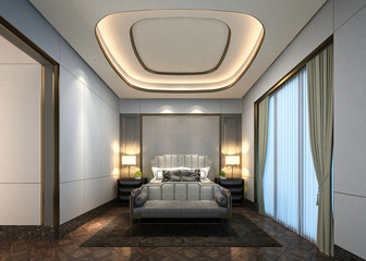 3d render of hotel room