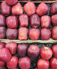 Fresh red apples background, texture. Top view