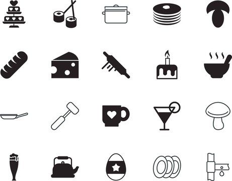 food vector icon set such as: eating, tropical, steel, ale, icons, japan, chinese, hand, steak, decorative, mug, cold, hammer, eggs, frying, electric, pancake, sport, system, soft, foam, beer, cheese