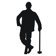 Worker Using Sledgehammer Silhouette