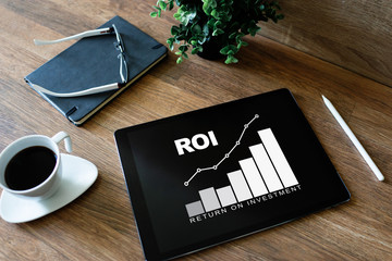 ROI, Return on investment, Business and financial concept.