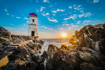 Capo Ferro lighthouse in Sardinia, Italy.