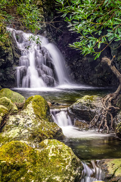 Tollymore Forest Natural Park Northern Ireland Waterfall long exposure light
