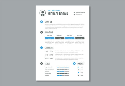 Resume Layout with Blue Elements