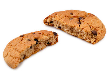 Chocolate chip cookies isolated on a white background