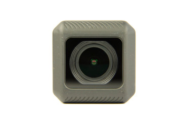 macro high key photo or photography of a boxed little action cam with 4K capabilitys for freestyle...