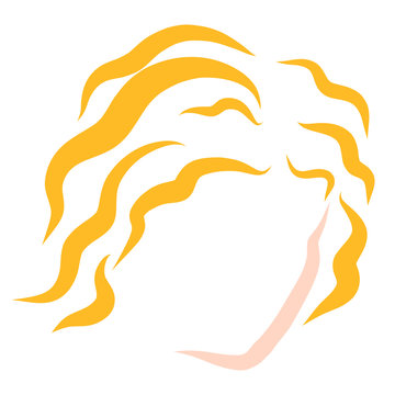 head with yellow wavy hair, abstract pattern