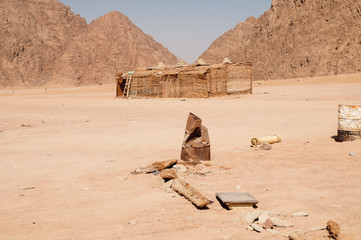 Traditional bedouin hut in Sahara desert, Egypt