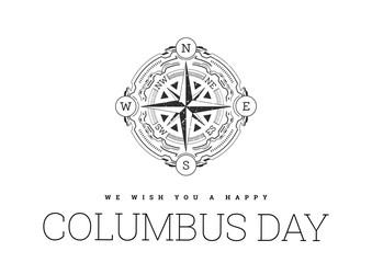 Congratulations on the Columbus day with compass on white background