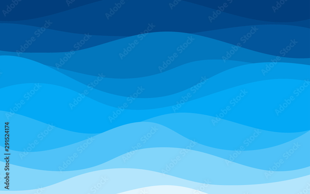 Canvas Prints blue curves and the water waves of the sea range from soft to dark.