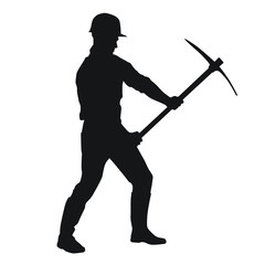 Worker Using Pickaxe Silhouette