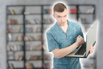 Student and vacation. Studying at a laptop.