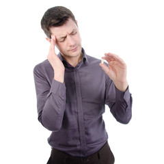 Problems and headache. Man and stress.