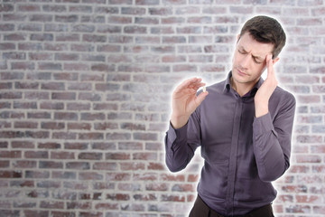 Problems and headache. Man and stress.