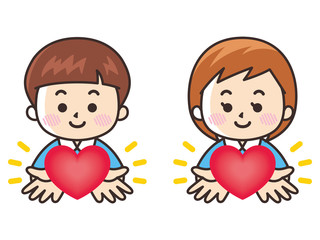 ハートを持つ園児