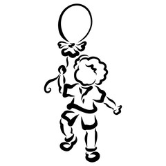 Cheerful kid with a balloon in his hand